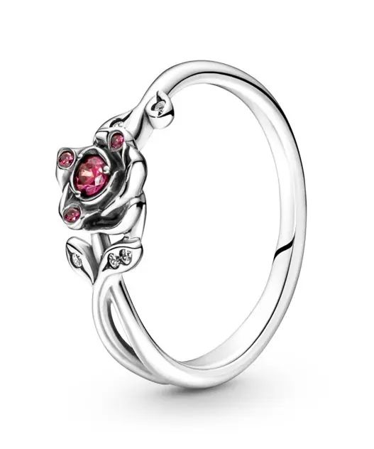 Pandora Stříbrný prsten Růže Kráska a Zvíře Disney 190017C01 60 mm