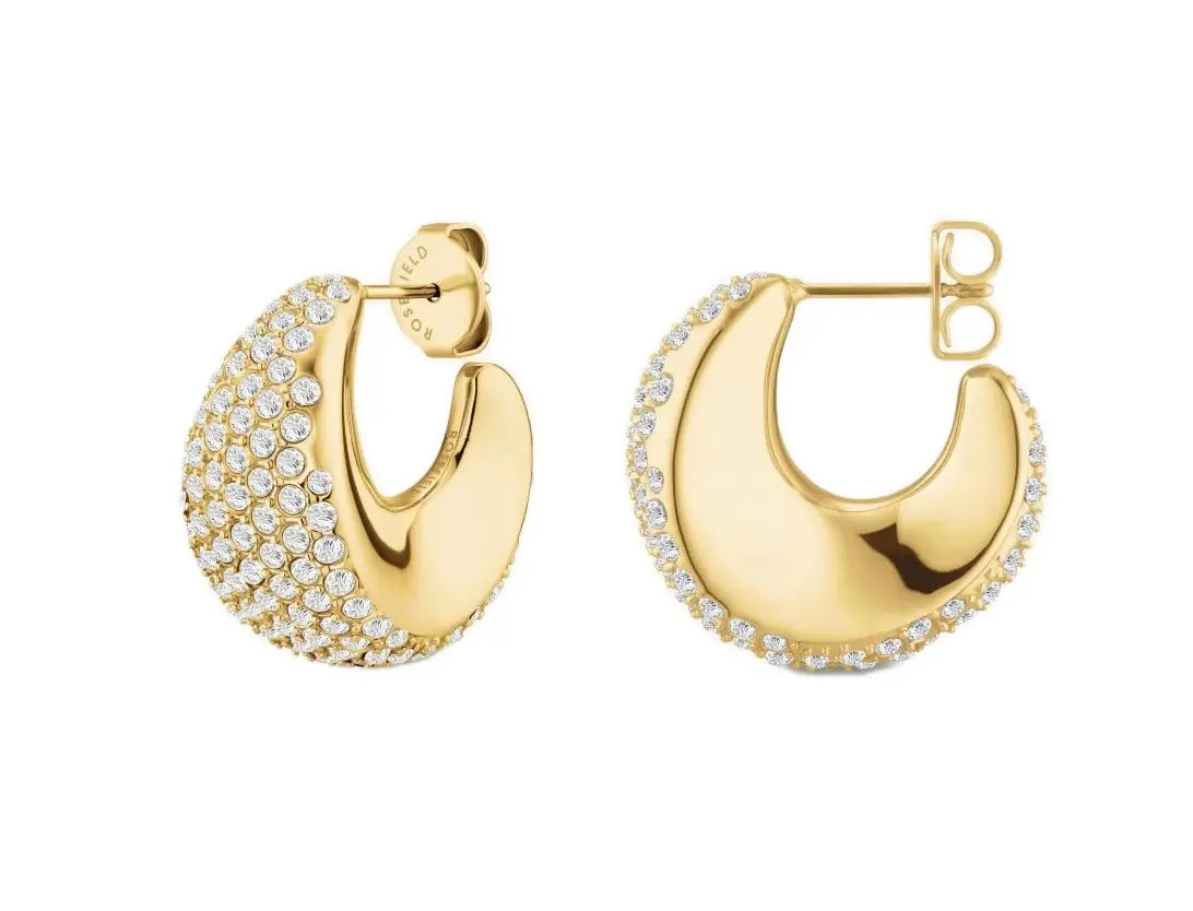 ROSEFIELD ocelové náušnice Pave Moon náušnice JEPMG-J1224