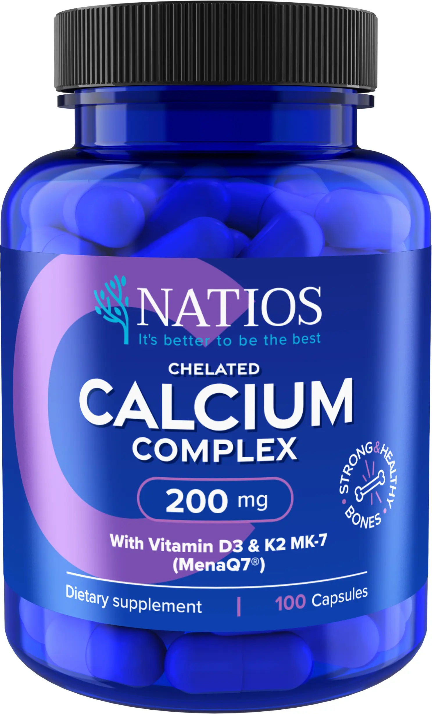 Natios Chelated Calcium Complex Vápník s vitamíny D3 a K2 MK-7 100 kapslí