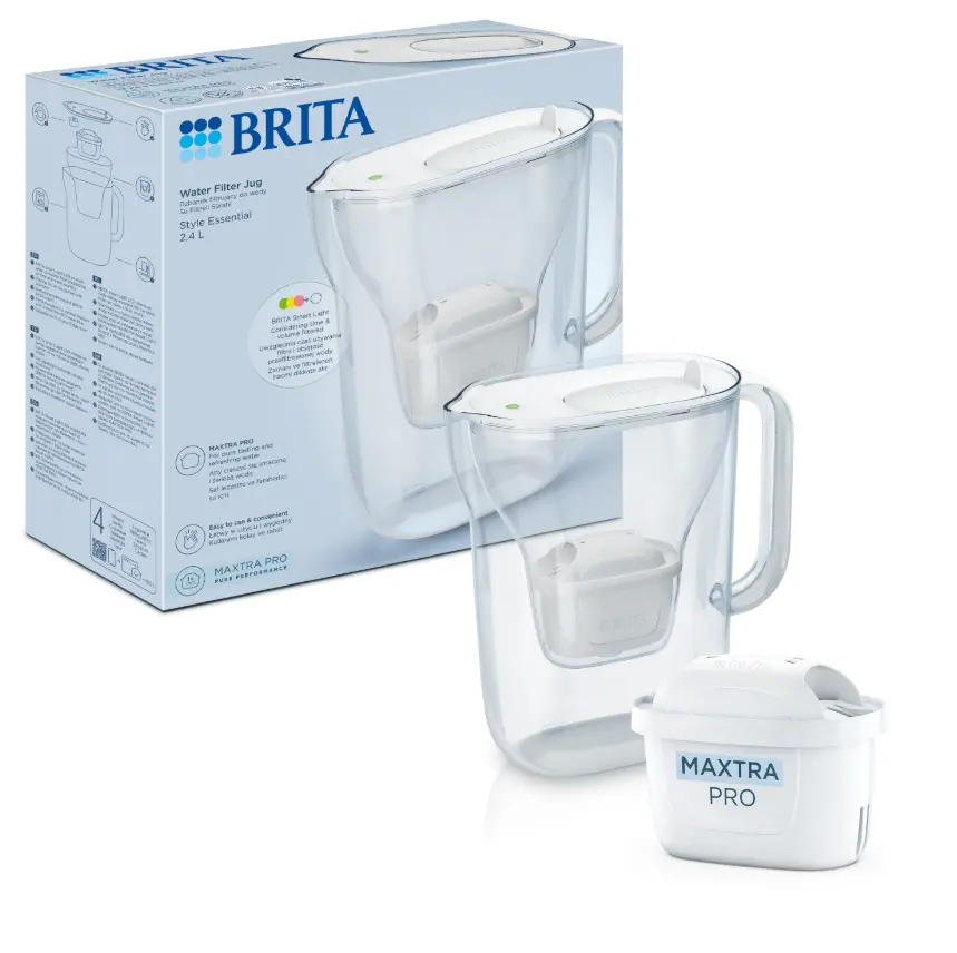 Brita Filtrační konvice Style Essential 2,4 l + 1 filtr na měkkou vodu Bílá