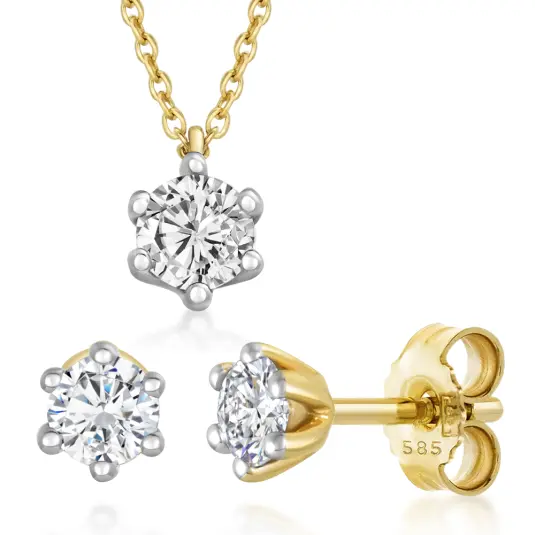 SOFIA DIAMONDS zlatý set náušnice a náhrdelník šperkový set UDER21525Y-H-I1+UDPD22212Y-H-I1
