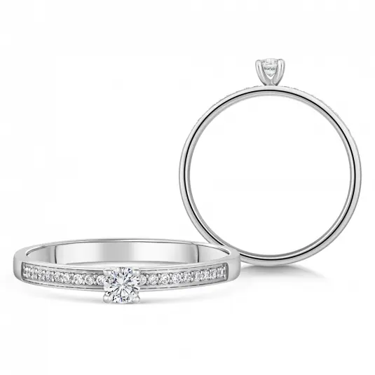 SOFIA DIAMONDS zlatý zásnubní prsten s diamanty 0,15 ct prsten BDRB00213WG