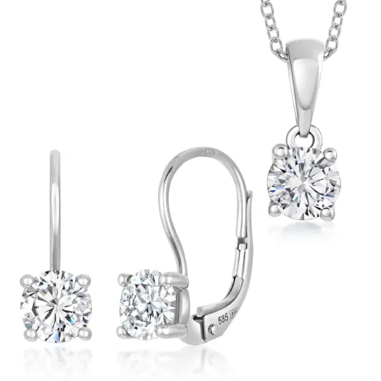 SOFIA zlatý set přívěsek a náušnice bílý topas šperkový set CK32000075655+CK40001905655