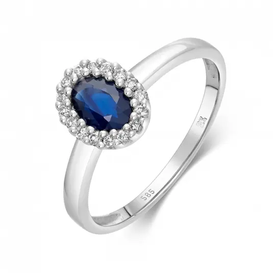 SOFIA DIAMONDS zlatý prsten s diamanty a safírem prsten GEMBG23284-46