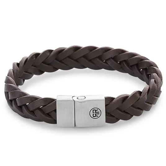 REBEL & ROSE náramek Metal Braided Brown Matt náramek RR-M0028-S