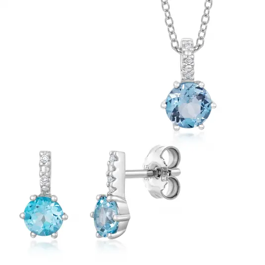 SOFIA DIAMONDS zlatý set přívěsek a náušnice s topasem a diamanty šperkový set PAK12036W+PAK12034W