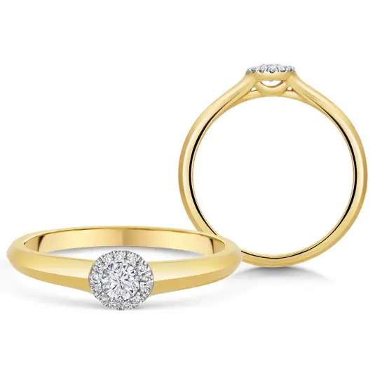 SOFIA DIAMONDS zlatý zásnubní prsten s diamantem 0,09 ct a kolem 0,04 ct H/I1 prsten UDRG46330Y-H-I1