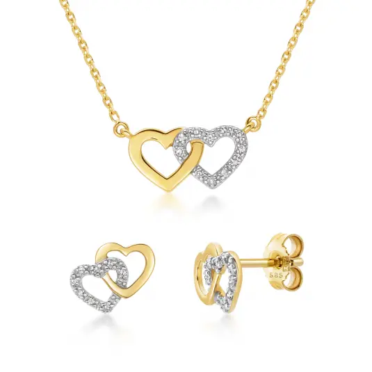 SOFIA DIAMONDS zlatý set náhrdelník a náušnice s diamanty šperkový set GEMCS30038-18+GEMBO27829-13