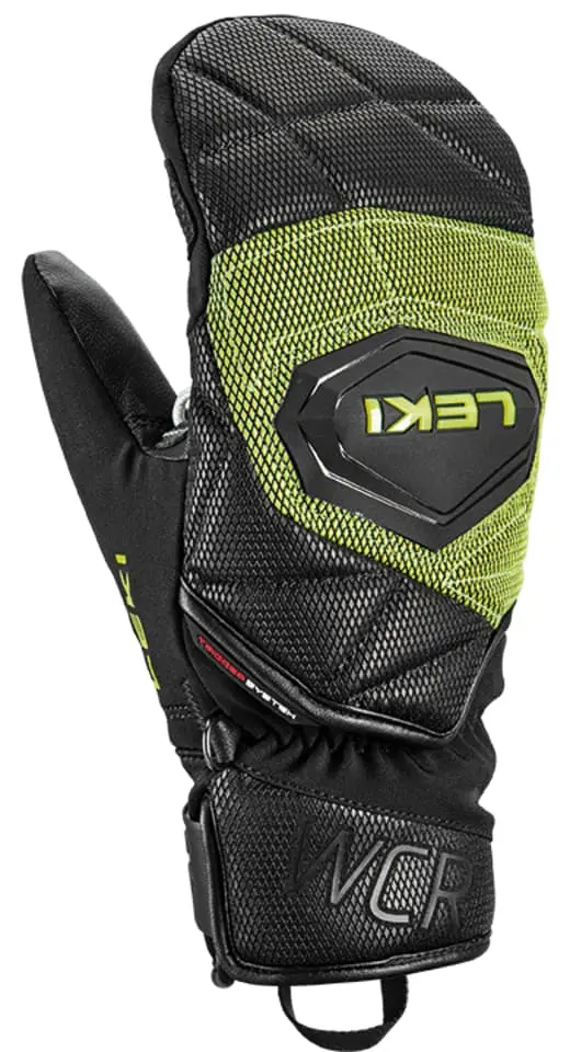 Dětské lyžařské palčáky Leki WCR Coach 3D Junior Mitt - black/ice lemon 4.0