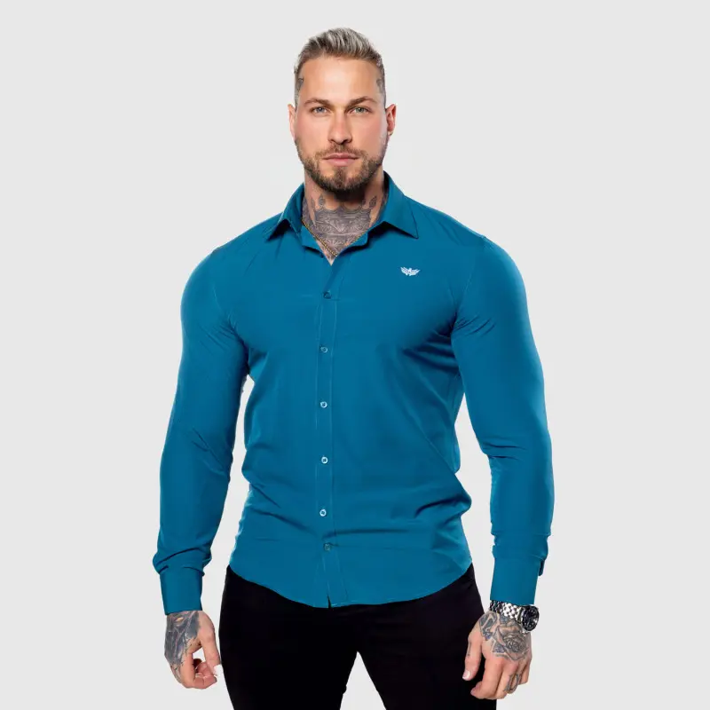 Strečová košile Iron Aesthetics Slim Stretch, smaragdová