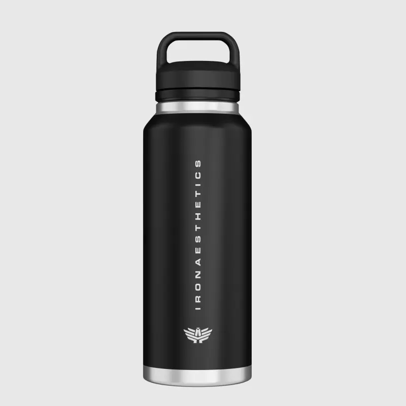 Nerezová láhev Iron Aesthetics TwinCap 800 ml, černá