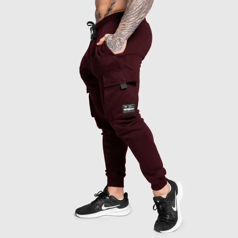 Pánské tepláky Iron Aesthetics Cargo Joggers, bordové
