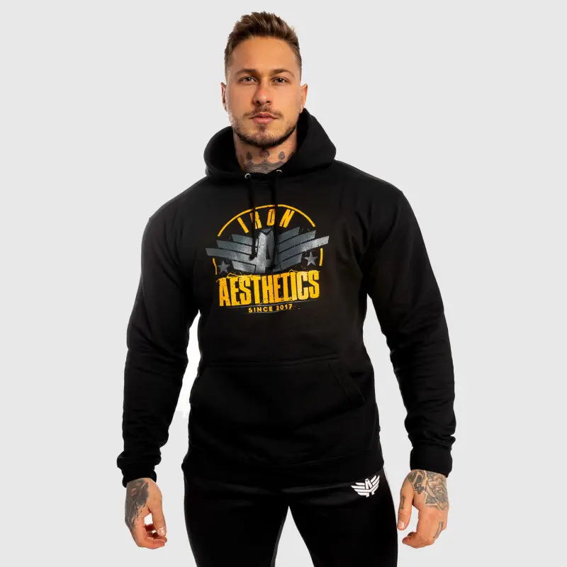 Fitness mikina bez zipu Iron Aesthetics Force, černá
