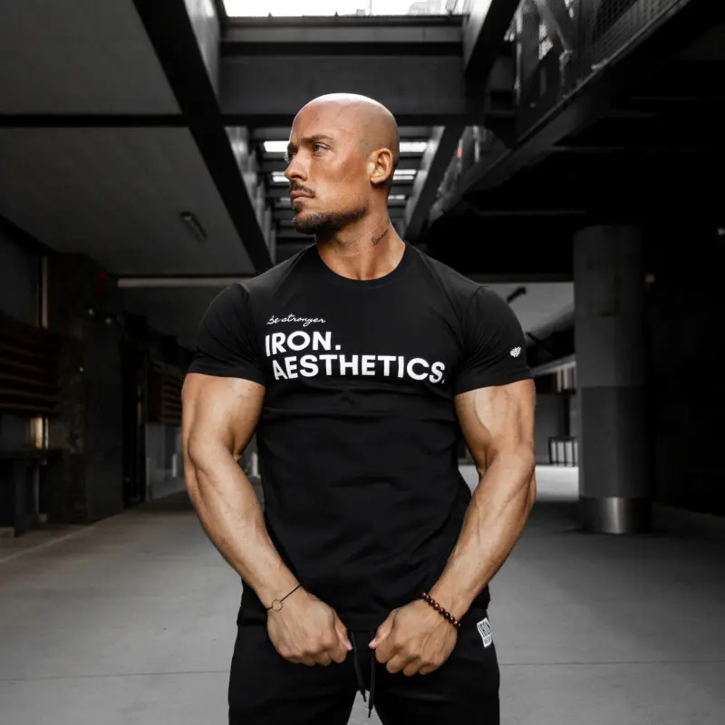 Pánské fitness tričko Iron Aesthetics Be Stronger, černé