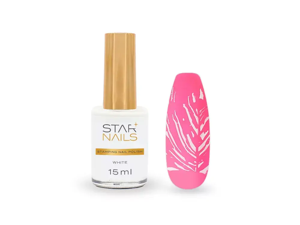 Stamping nail polish white 15ml, lak na razítkování