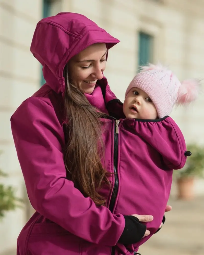 Jožánek Softshellová NOSÍCÍ bunda Andrea + TĚHOTENSKÁ vsadka, fuchsiová | Jožánek®