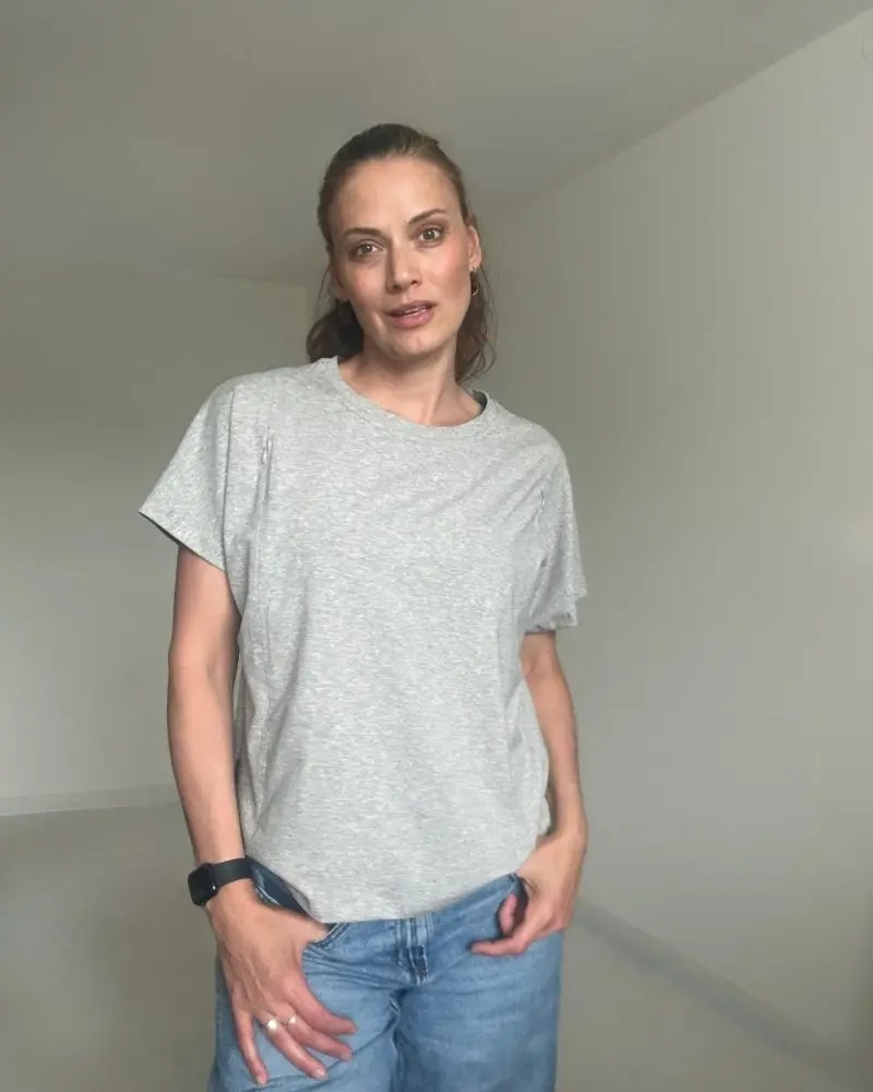 Kojicí tričko se zipem Kira, oversized – šedý melír