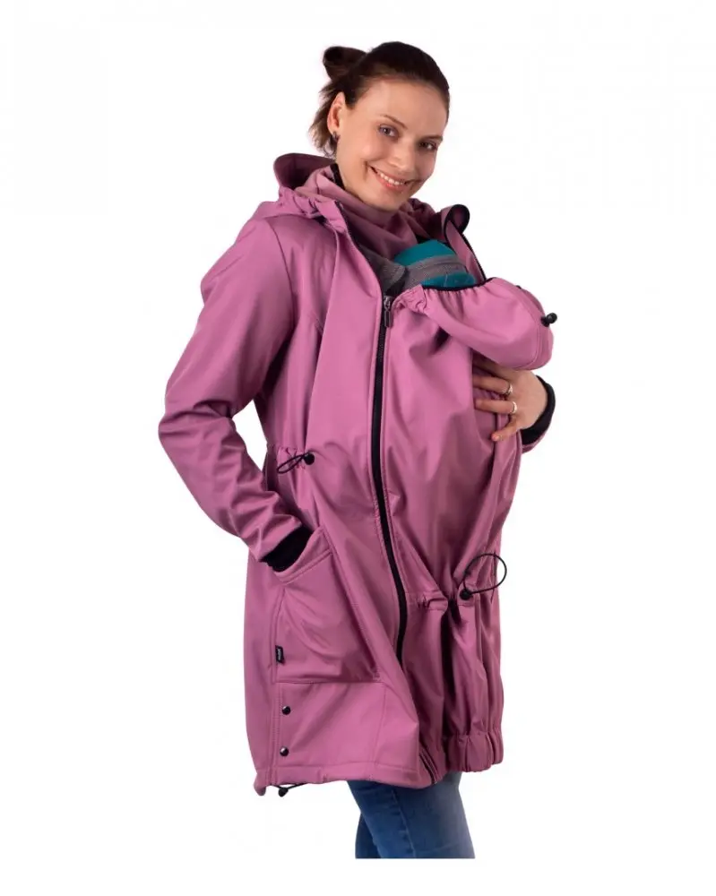 Jožánek Softshellová NOSÍCÍ bunda Andrea + TĚHOTENSKÁ vsadka, růžová | Jožánek®
