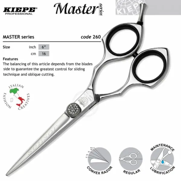 Kiepe FOUR STARS Master 260 Swarowski design - kadeřnické nůžky na klouzavé střihy VÝPRODEJ: 260/6 "Swarowski design