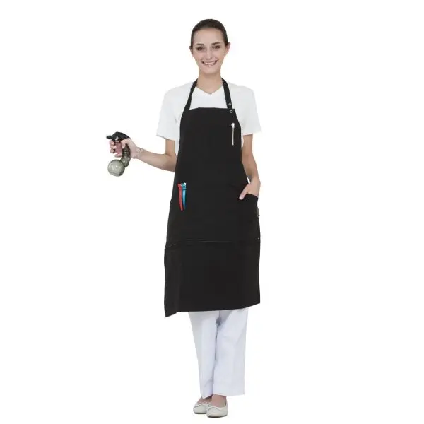 VÝPRODEJ: Wako zipper apron 5808 - kadeřnická zástěra, dlouhá s kapsami