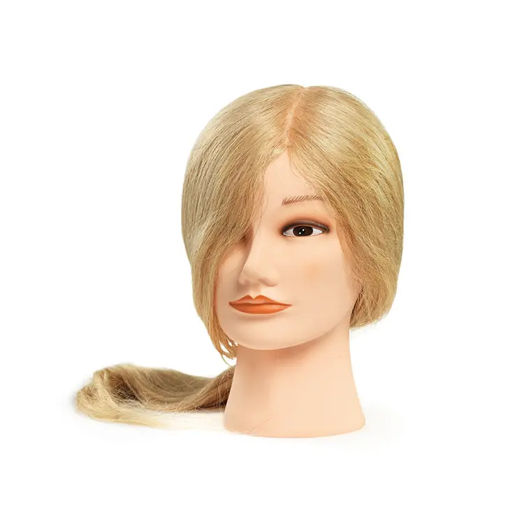 BraveHead 9867 Female Long Blonde - cvičná hlava, 100% lidské vlasy, 45-50 cm