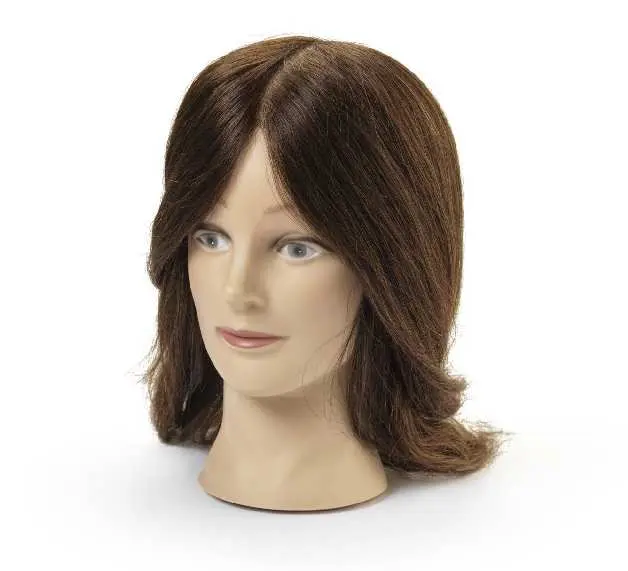BraveHead 9851 Female Dark Brown - cvičná hlava, 100% lidské vlasy, 40 - 45 cm