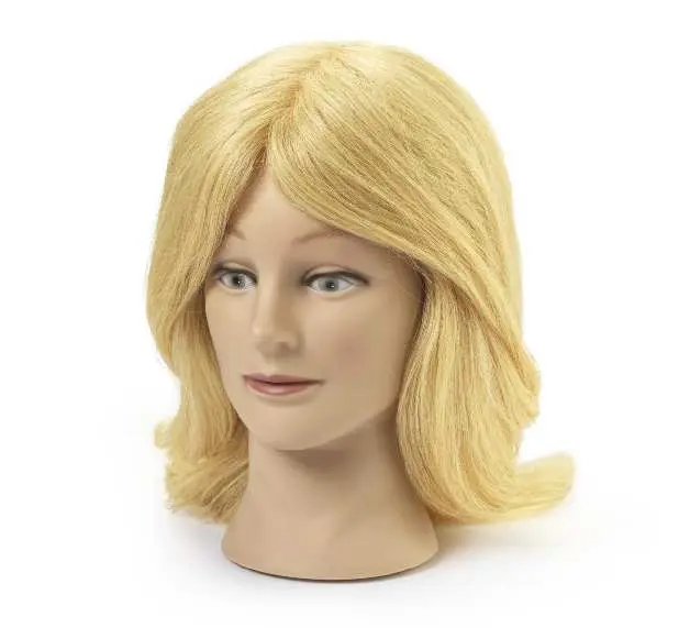 VÝPRODEJ: BraveHead 9854 Female Blonde - cvičná hlava, 100% lidské vlasy, 35-40 cm
