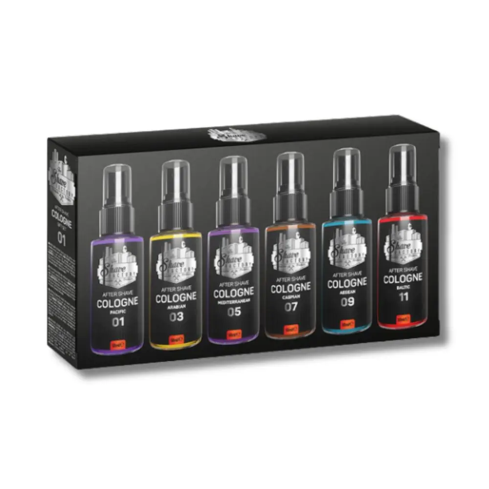 The Shave Factory Cologne Gift Set 01 - set kolínských vod po holení, 6 x 50 ml - černá krabička