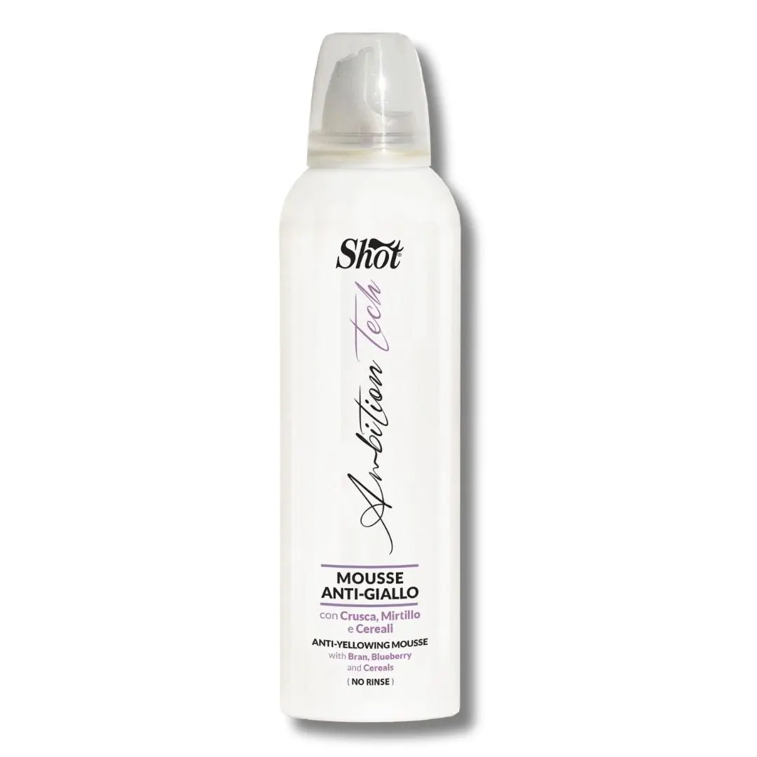 Shot Ambition Tech Anti-Yellowing Mousse with Bran, Blueberry, Cereals - výživná pěna proti nežádoucím žlutým odleskům, 200 ml