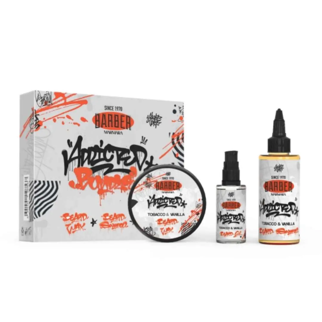 SET: Marmara Barber Addicted Bundle 3in1 - Beard Shampoo, Beard Wax, Beard Oil - set péče o bradu s vůní tabáku a vanilky