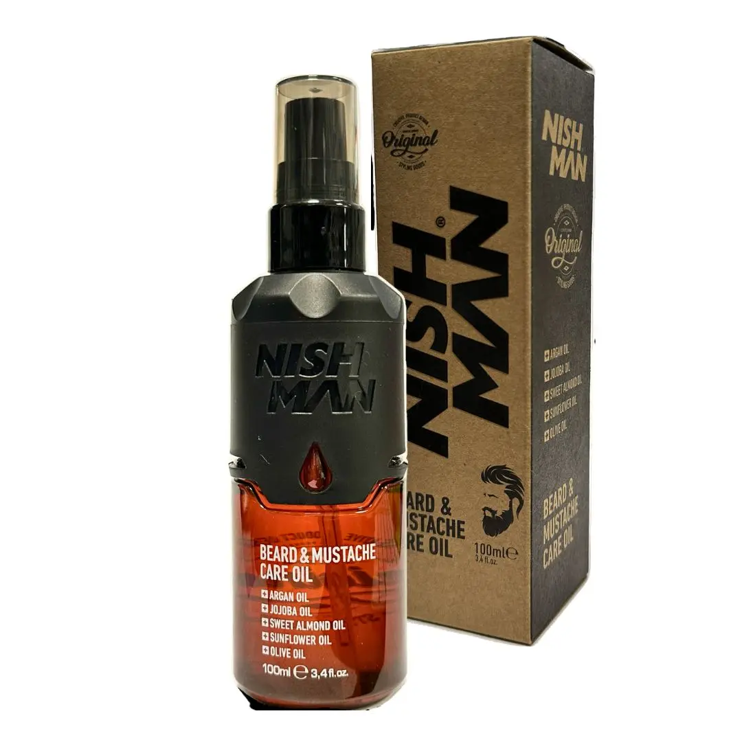SALON SIZE 100 ml: Nishman Beard & Moustache Care Oil - výživný olej na bradu, 100 ml