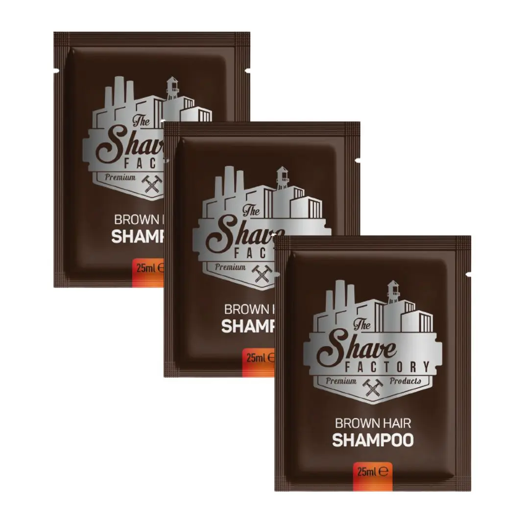 The Shave Factory Dark Brown Shampoo - tmavě hnědý barvicí šampon, 25 ml x 10 ks/bal