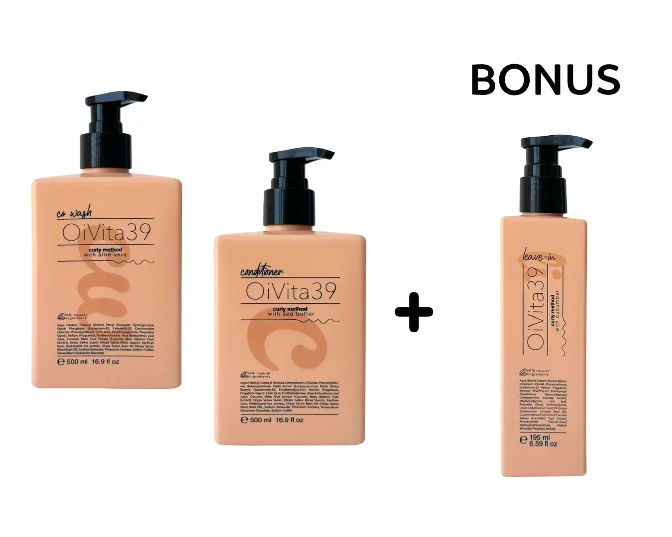 AKCE: OiVita39 Curly Method - pro kudrnaté vlasy - šampon nebo co-wash, 500 ml a kondicionér nebo maska, 500 ml + leave in nebo sérum