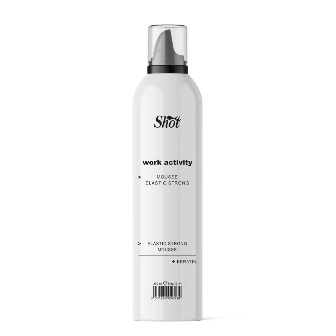 Shot Work Activity Mousse Elastic Strong - pěnové tuždilo s podporou elasticity vlasu a silnou fixací, 300 ml