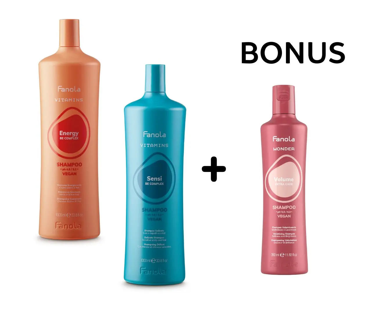 AKCE: Fanola Vitamins DUO + Wonder Volume / Frequent - šampon, 350 ml