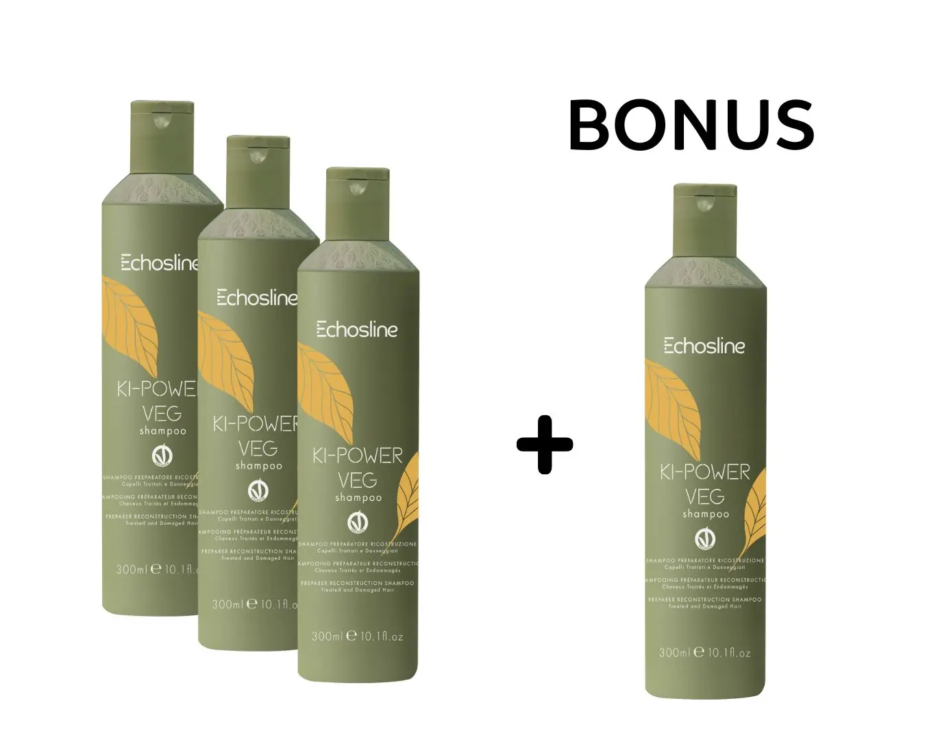 AKCE: 3+1 Echosline Ki-Power VEG - hydratační šampon pro chemicky ošetřované vlasy, 300 ml