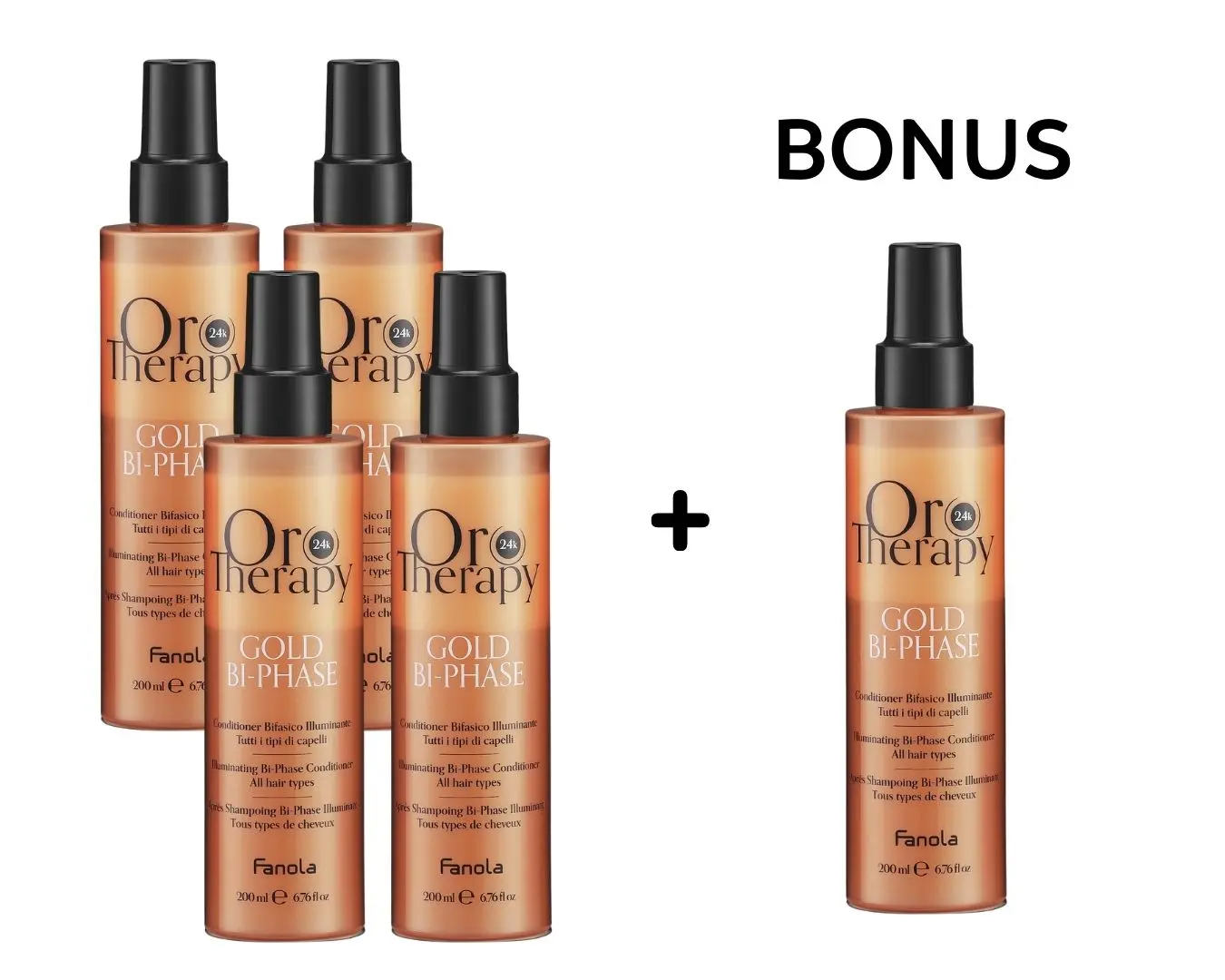 AKCE: 4+1 Fanola Oro therapy Bi-Phase - 2-fázový kondicionér na vlasy, 200 ml