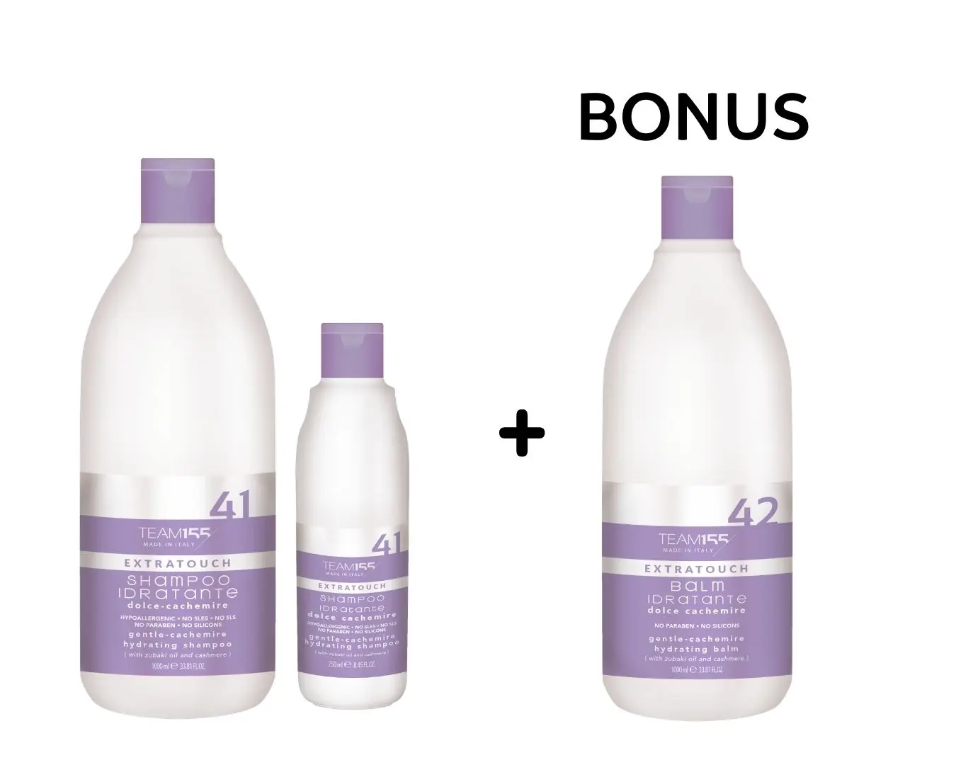 AKCE: TEAM155 Idratante Dolce-Cachemire - hydratace s kašmírem - šampon, 1000 ml a 250 ml + Balzám, 1000 ml