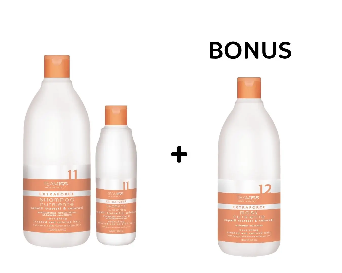 AKCE: TEAM155 NUTRIENTE - výživa pro barvené vlasy - šampon, 1000 ml a 250 ml + Maska, 1000 ml