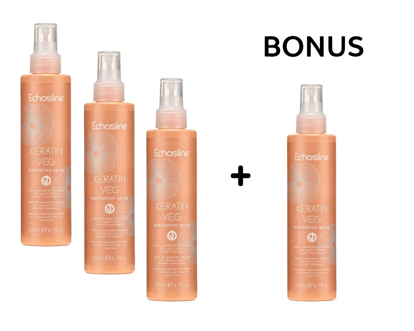 AKCE: 3+1 Echosline Keratin VEG Lamination Spray - laminační sprej, 200 ml