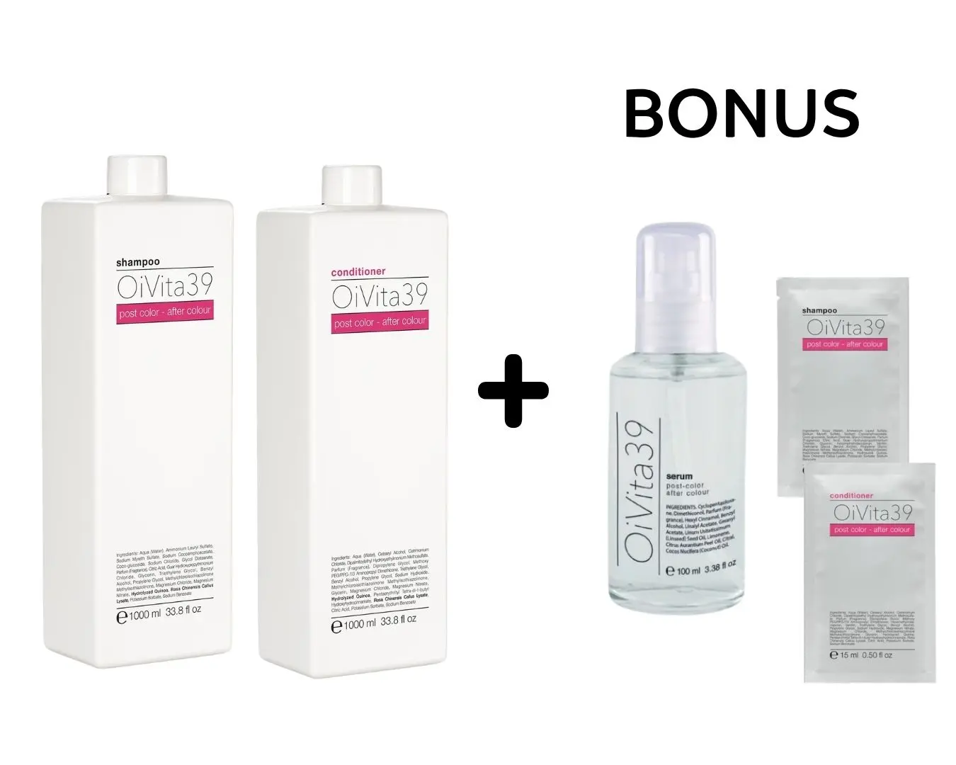 AKCE: OiVita 39 Post Color - pro barvené vlasy - šampon, 1000 ml a kondicionér, 1000 ml + sérum Color, 100 ml + vzorky