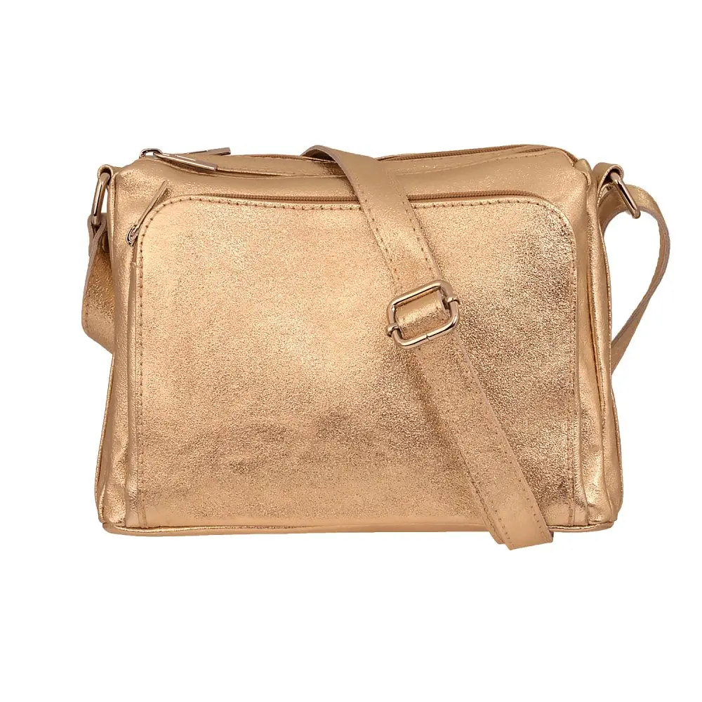 Kožená crossbody kabelka SARA BAGS 5542 zlatá