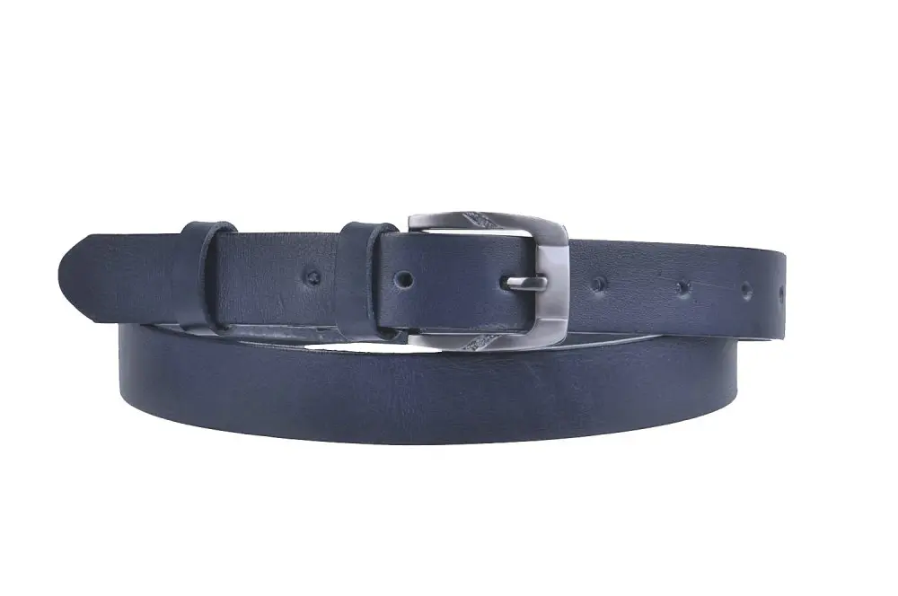 Penny Belts Dámský úzký kožený pásek 172-56 modrý