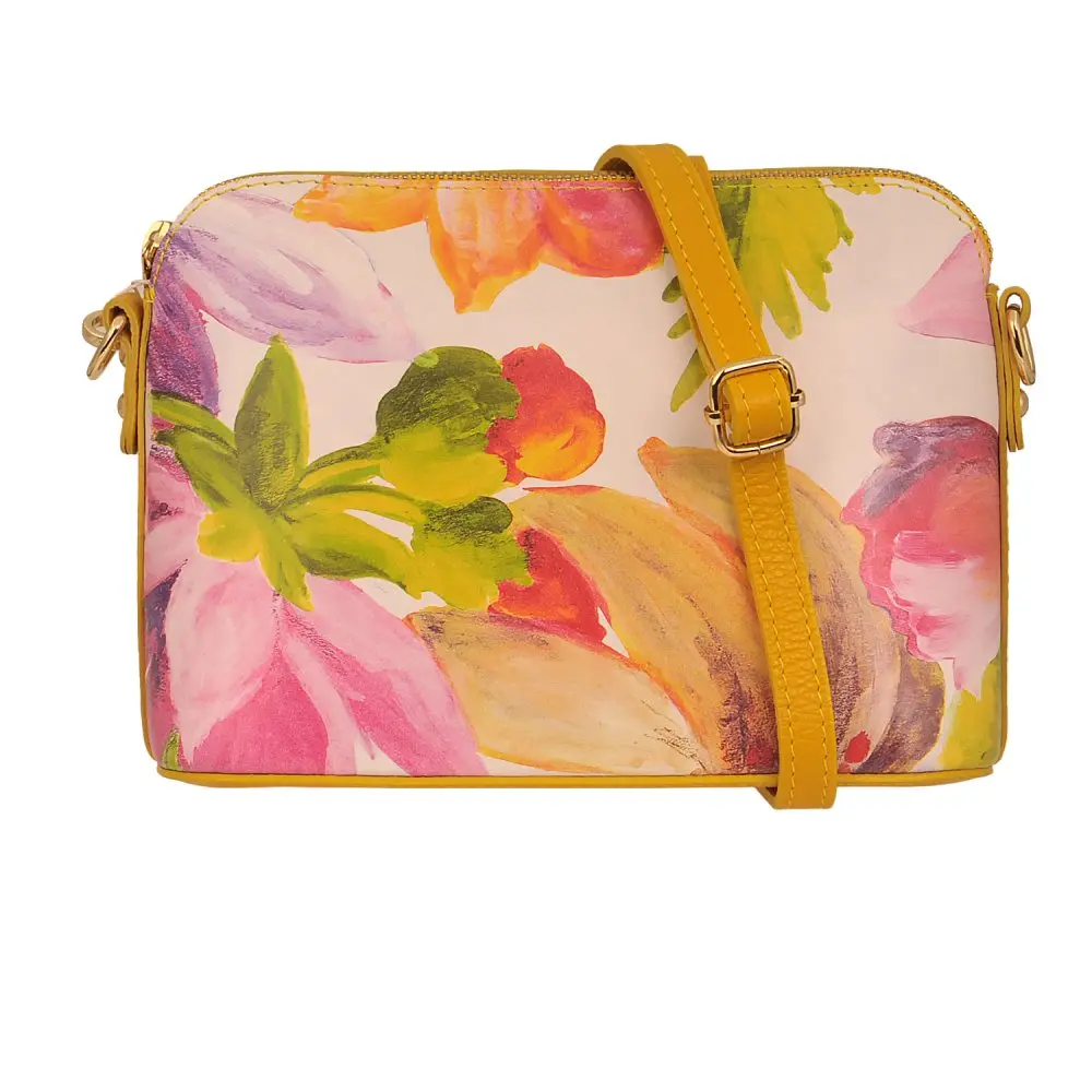 Malá kožená crossbody kabelka SARA BAGS 52321 žlutá