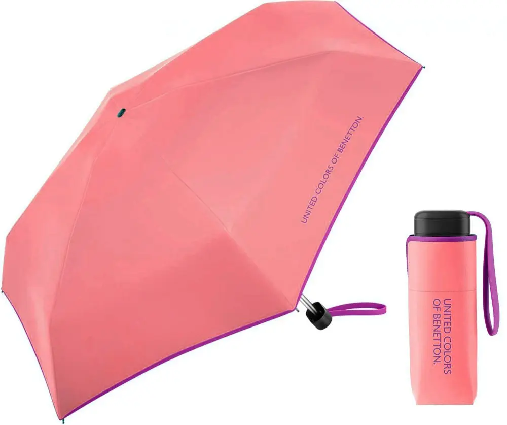 Dámský skládací oranžový deštník Benetton Ultra Mini flat georgia peach 56503