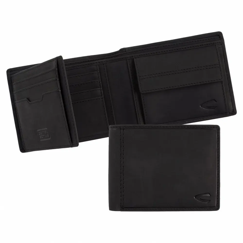 Pánská kožená peněženka Camel Active RFID safe 277-703-60 černo/šedá