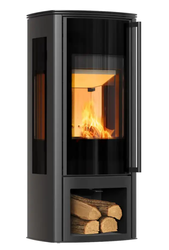 Krbová kamna Kratki KOZA AB ENYO R VIEW RECESS, 5,5 kW, bílé topeniště