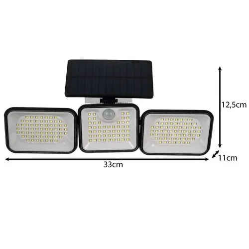 Solární 180 LED osvětlení s čidlem pohybu a soumraku IZOKSIS 24889
