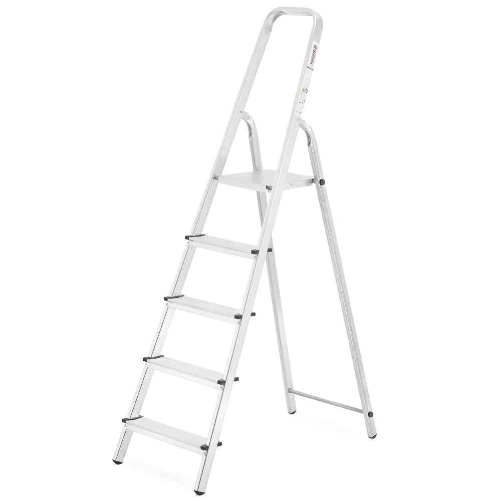 Domácí schůdky jednostranné HIGHER L-ALU-5, 4+1, pracovní výška 297 cm
