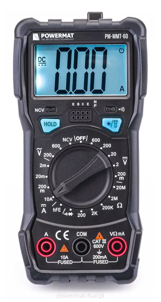 Digitální multimetr s LCD a LED světlem POWERMAT PM-MMT-60